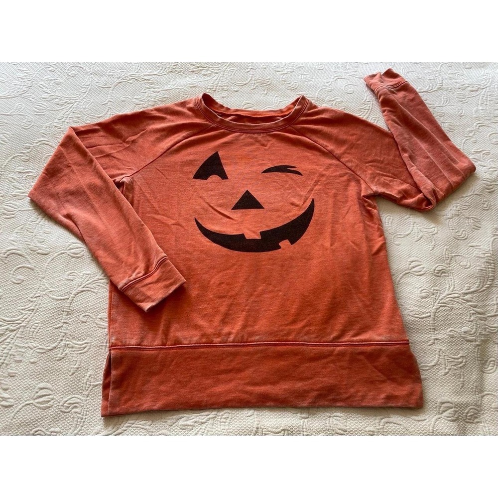 Orange Halloween Pumpkin Face Long Sleeve Sweatshirt No Size Tag Mine